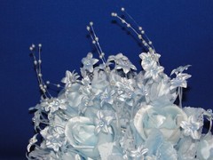 New Oddity Inc Light Blue Satin Roses and Pedal Flowers Bridal Bouquet