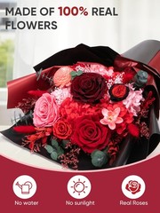 Bessol Flowers for Delivery Preserved Large, Red Flower Bouquet
