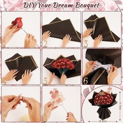 25 Pcs Glitter Roses Bouquet,DIY Artificial Bouquet of Shiny Faux Rose Red