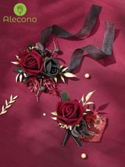 Elegant Burgundy Corsage and Boutonniere Set for Weddings & Proms – Silk Flowers