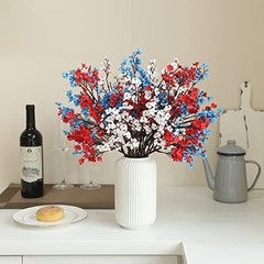 10 Pcs 4th of July Flowers Artificial Babys Breath Fake Silk Red, White, Blue