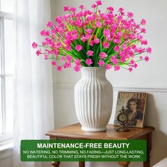 TURNMEON 20 Bundles Artificial Flowers for Outdoors, Spring Grass Camellia Fake