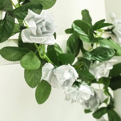 6 ft 3D Silver Chain SILK ROSES Garland Wedding Flowers Bouquets Light Gray