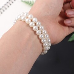 8x Elastic Pearl Wristband Wristlet Corsage DIY Decor Accessory for Beach Party