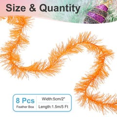 5Ft Feather Boa, 8 Pcs Artificial Fluffy Feather Boas, Orange Yellow