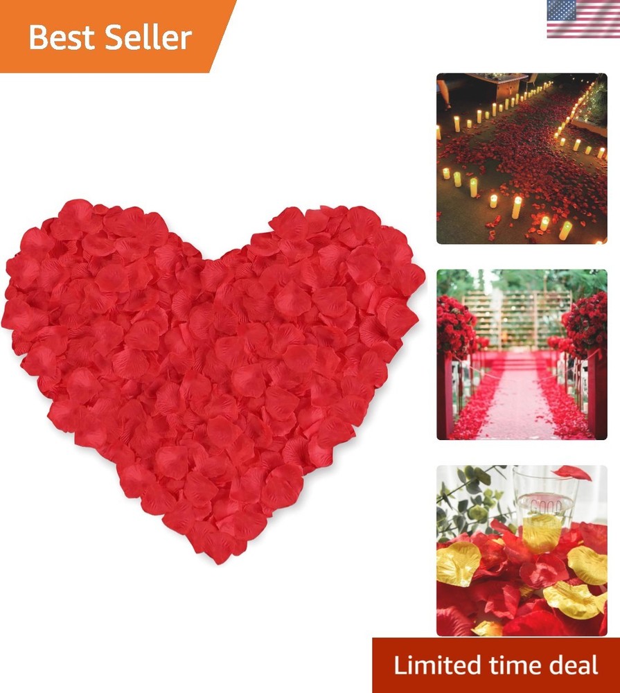 1000 Silk Red Rose Petals for Weddings & Celebrations, Fade-Resistant Elegance