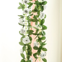 6 ft 3D Silver Chain SILK ROSES Garland Wedding Flowers Bouquets Light Gray