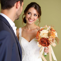 Set of 6 Burnt Orange Artificial Rose Bouquets for Weddings & Events