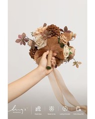 Ling’s Moment “Sparrow” Bouquet 7 inch for Bride or Bridal Party, Brown Gold