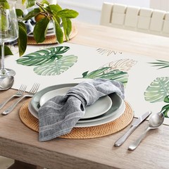 Tropical Palm Leaves Monstera Table Runner 13×72 Inch Summer Green Plant