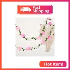 EASY JOY Crepe Paper Flowers Banner White Gradient Pink Flower Banners Spring Ha