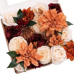 Ling’s Moment Silk Artificial Flowers Dahlia Brunt Orange Terracotta Flowers