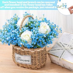 24 Pcs Fake Baby Breath Artificial Flowers 20.5 Inch Real Touch Gypsophila Blue