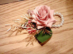 Wedding Prom Mothers Day Rose Flower Wrist Corsage Boutonniere Blush Colored Set