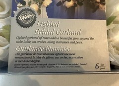 Wilton Lighted Bridal Garland with Organza Roses – 6 Ft – Battery Operated