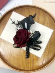 Elegant Black Burgundy Calla Lily Rose Corsage & Boutonniere Set – Wedding Prom