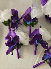 Wedding Bouquet Package, Turquoise, Purple, White, Flower Set 12 Pieces