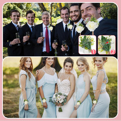 60 Pcs Ivory Rose Corsage & Boutonniere Set for Weddings & Parties