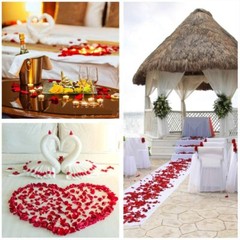 2000Pcs Artificial Rose Petals + 24 LED Candles Romantic Night Propose Set US