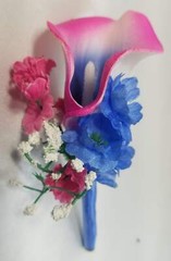 Fuchsia Royal Blue Rose Calla Lily Lily Bridal Wedding Bouquet Accessories