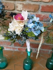 Four Pre-made Artificial Bridesmaids Bouquets Blue White