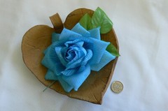 BLUE 14cm Across with Leaves & Stem TROPICAL BRIGHT Selection Fabric ROSE HU