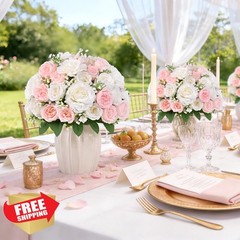 Yastouay Peonies Flowers Mixed Pink White 4 Bouquets