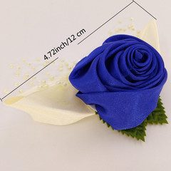 1 Pcs Wedding Bridesmaid Bride Wrist Corsage Decoration Hand Flower, Dark Blue