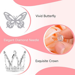 Flower Bouquet Accessories Including 4Pcs Crown Cake Topper Mini Tiara,12 Butter