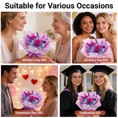 Preserved Flowers Bouquet, for Delivery,Handmade Purple Rose purple