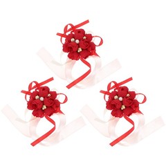 3 Pcs Wedding Wrist Flower Bands Rustic Vintage Cloth Wristlet Accessories