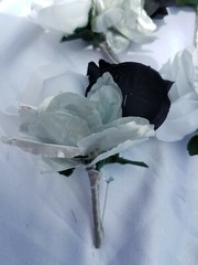 23 Pc Black, Silver & White Wedding Bouquet Set, Package w/ Silver & Rhinestones