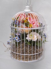 Wedding Decor Birdcages w/ Silk Flowers – Set Of 5