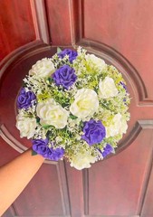 purple white wedding bouquet rose bridal boquet