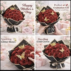 Ramo de Rosas Eternas con Brillantina 36 Pcs