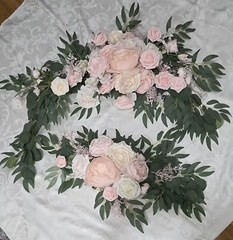 2 pcsWedding Arch Flowers Pink White Artificial Rose 3.9ft x 1.3ft&2.2ft x1.08ft