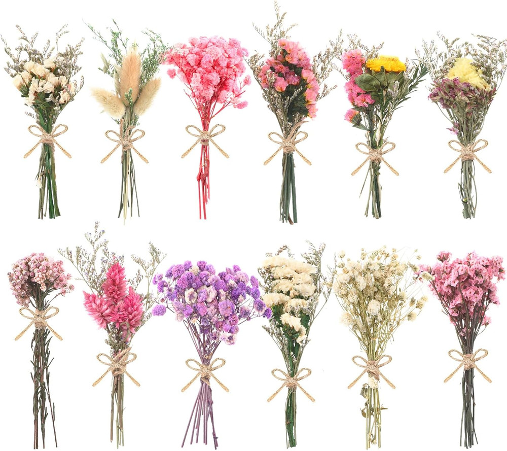 10/12/24/36 Pack Mini Dried Flowers for Vase Wedding Various Mini Bouquet Dried