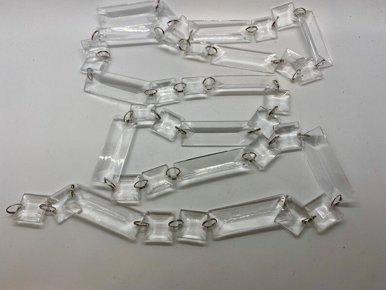 Acrylic Clear Modern hanging Rectangle Garland ~ 63″ long Wedding, Christmas