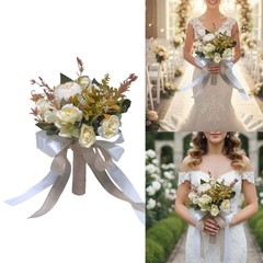 Nature Silk Flower Bride Handheld Bouquet with Life Like Design For Weddings