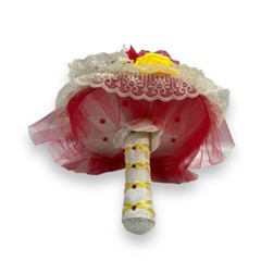 Bride Wedding Bouquet Red Yellow White Cream Burlap Rose Flower Lace Handmade