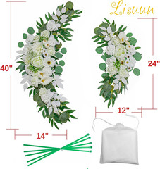 Artificial Wedding Arch Flowers with Chiffon Runner, Pack of 3 | Includes 2 Flow
