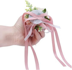 2 Pack Flower Wrist Corsage Boutonniere Set,3″ Artificial Rose and Carnation Han
