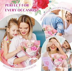 Preserved Flowers Mothers Day Gift, Eternal Flower Roses Bouquet with Bear for M