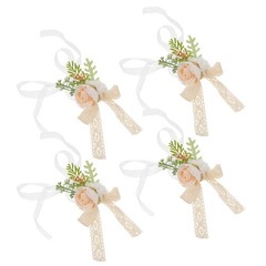 4 Pcs Bridesmaid Corsage Wristlet Bracelet Artificial Flower Flowers