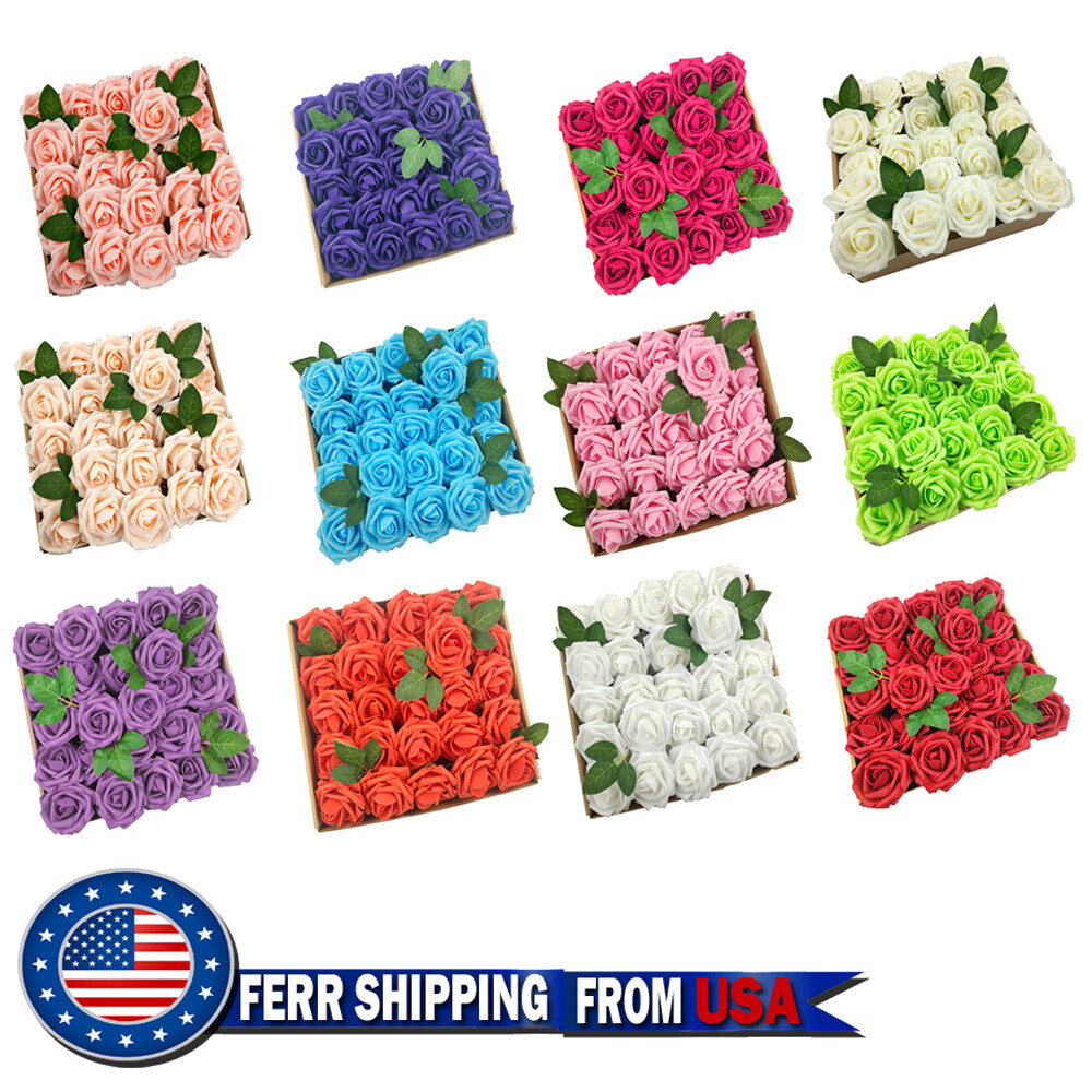 50/25pcs Artificial Flowers Real Looking Foam Roses Decoration DIY for Wedding