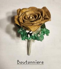 Hunter Green Ivory Gold Rose Sola Wood Bridal Wedding Bouquet Accessories