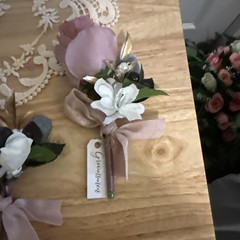 Ling’s Moment Boutonniere Set 6Pc Groom Groomsmen Wedding Artificial Flower