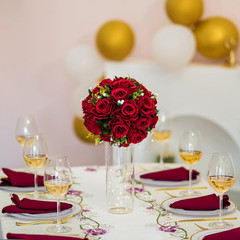 BLOSMON Flower Centerpieces for Tables Wedding: 10 Pcs Crimson Red Artificial Ro
