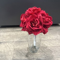 Red Rose Bridal Bouquet with Flower Girl bouquet – Both Wrapped in White Ribbon