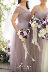 Ling’s Moment Lilac and Gold Bridesmaid Bouquet Set of 4, Lilac Wedding Bouqu…